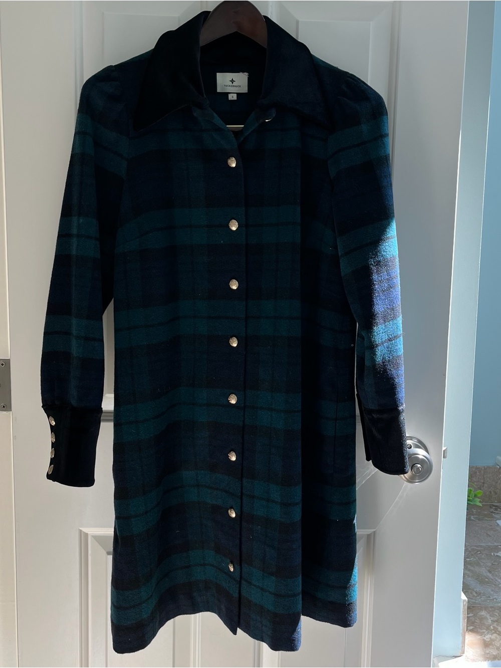 Tuckernuck Black watch dress with removable velvet collar